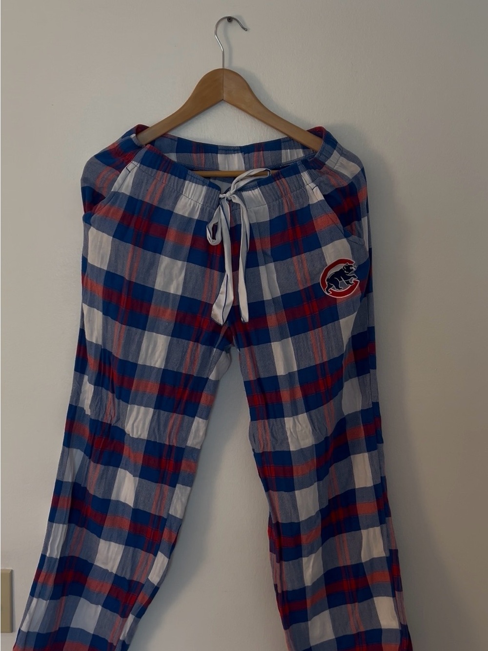 Chicago Cubs Plaid Cotton Lounge Pajama Pants - Blue & Red